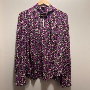 RW&CO Abstract Print Blouse with Keyhold Neck - Size XL